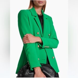 GENERATION LOVE Leighton Double-Breasted Crepe Blazer Kelly Green NWT